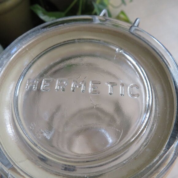 Hermetic Clear Paneled Glass Canister Jar Rubber Seal Wire Hinge 1.5L Italy Made - Picture 7 of 14